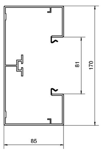 Geräteeinbaukanal Alu 170x85mm ver-ws RAL9016 GEB-K besch 12820qmm 2000mm