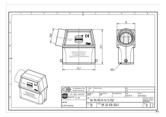 HART Tüllengehäuse           09200100541 