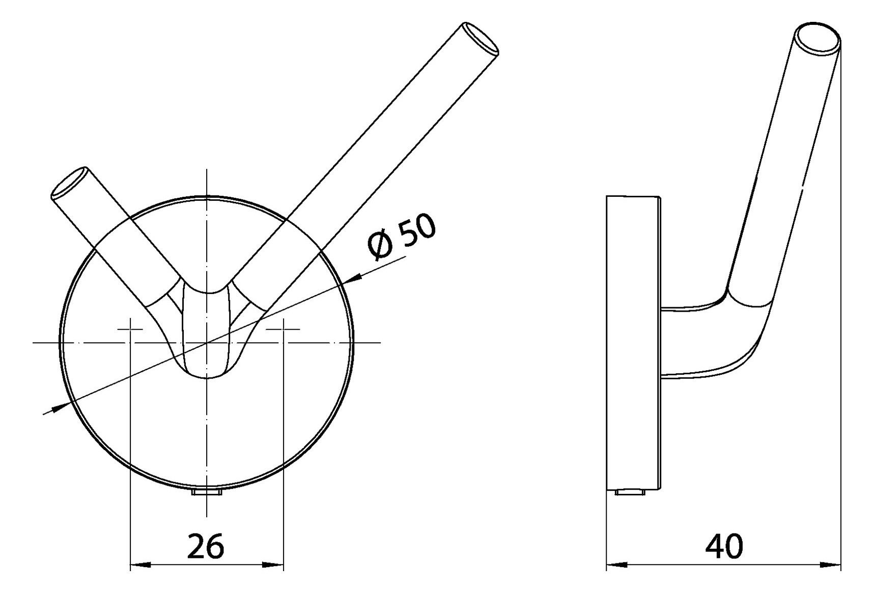 EMCO Doppel-Handtuchhaken Round 40mm, chrom