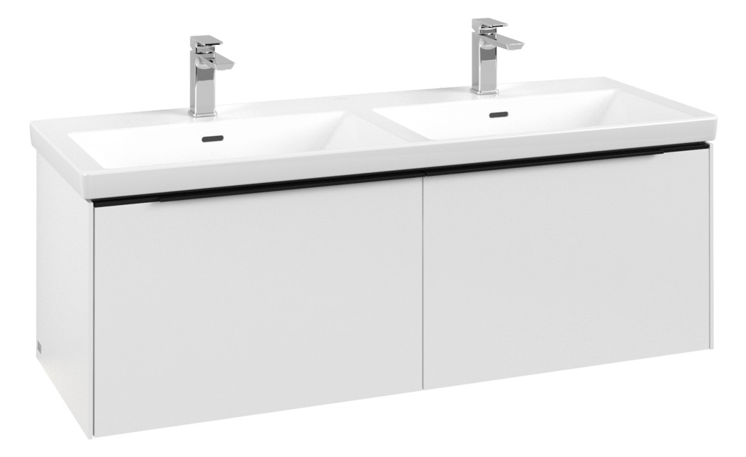 V&B Waschtisch-Unterschrank Subway 3.0 127,2x42,9x47,8cm, mit LED/Griff Volcano black, pure white