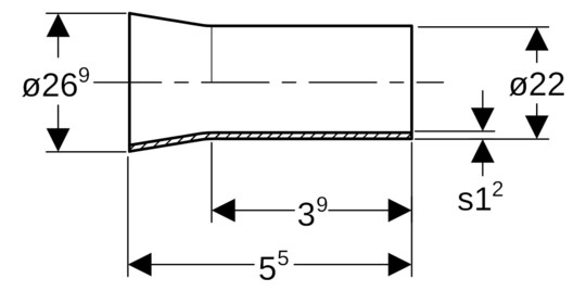 Geberit Übergangsstück Mapress DN 20, Ø 22/26,9 mm, mit Anschweiß/Einschubende, Edelstahl