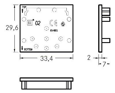 Endkappe sw Kst L33,4mm B29,6mm H7mm Endkappe sw Kst L33,4mm B29,6mm H7mm