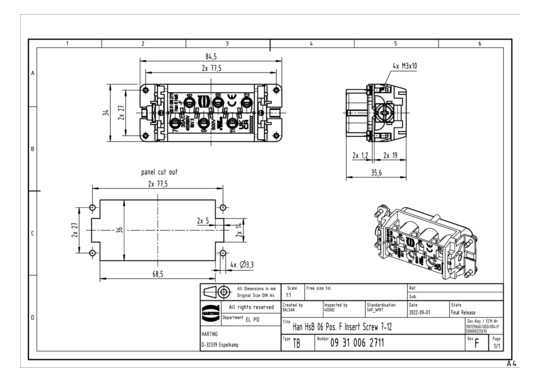 HART HARTING HAN 6 HSB-BU-S  09310062711 