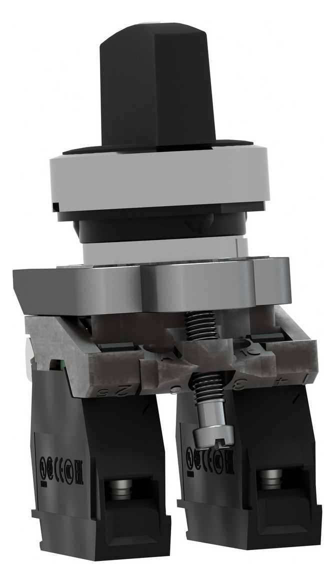 Wahlschalter 3stuf rast t kurz.Drehgriff Ø22,5mm Schaltfunktion verrastend IP66