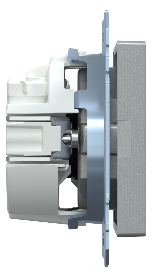 Steckdose 1f alu mt System M UP m.BS IP20 Mit erhöhtem Berührungsschutz