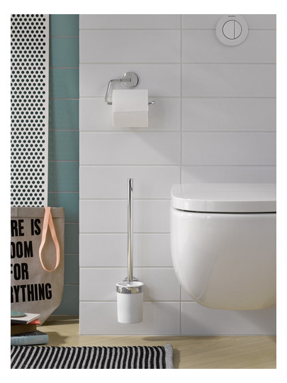 EMCO WC-Bürstengarnitur Round chrom, Wandmodell, Behälter Kristallglas satiniert