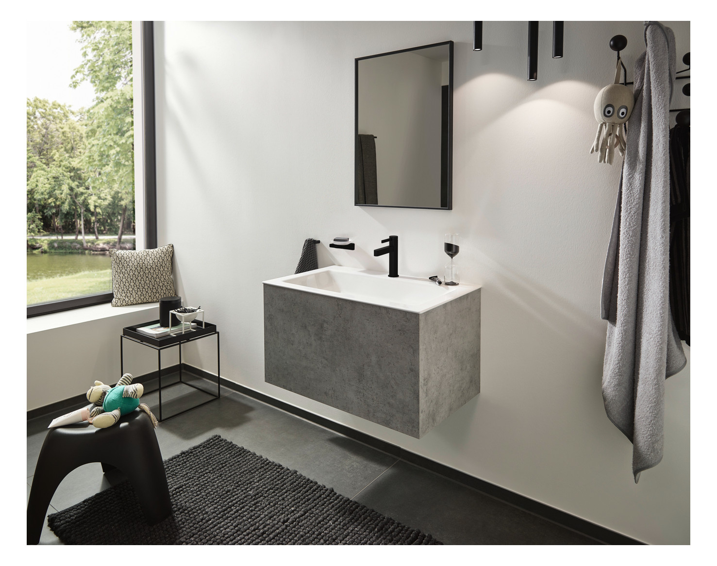 hansgrohe Waschtisch-Einhebelmischer 100 Finoris mit Push-Open-Ablaufgarnitur, mattschwarz