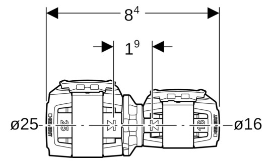 Geberit Reduktion FlowFit Ø 25 x 16 mm, PPSU