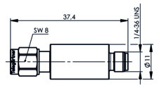 Koax-Kupplung SMA Stecker/Buchse 6Ohm ger