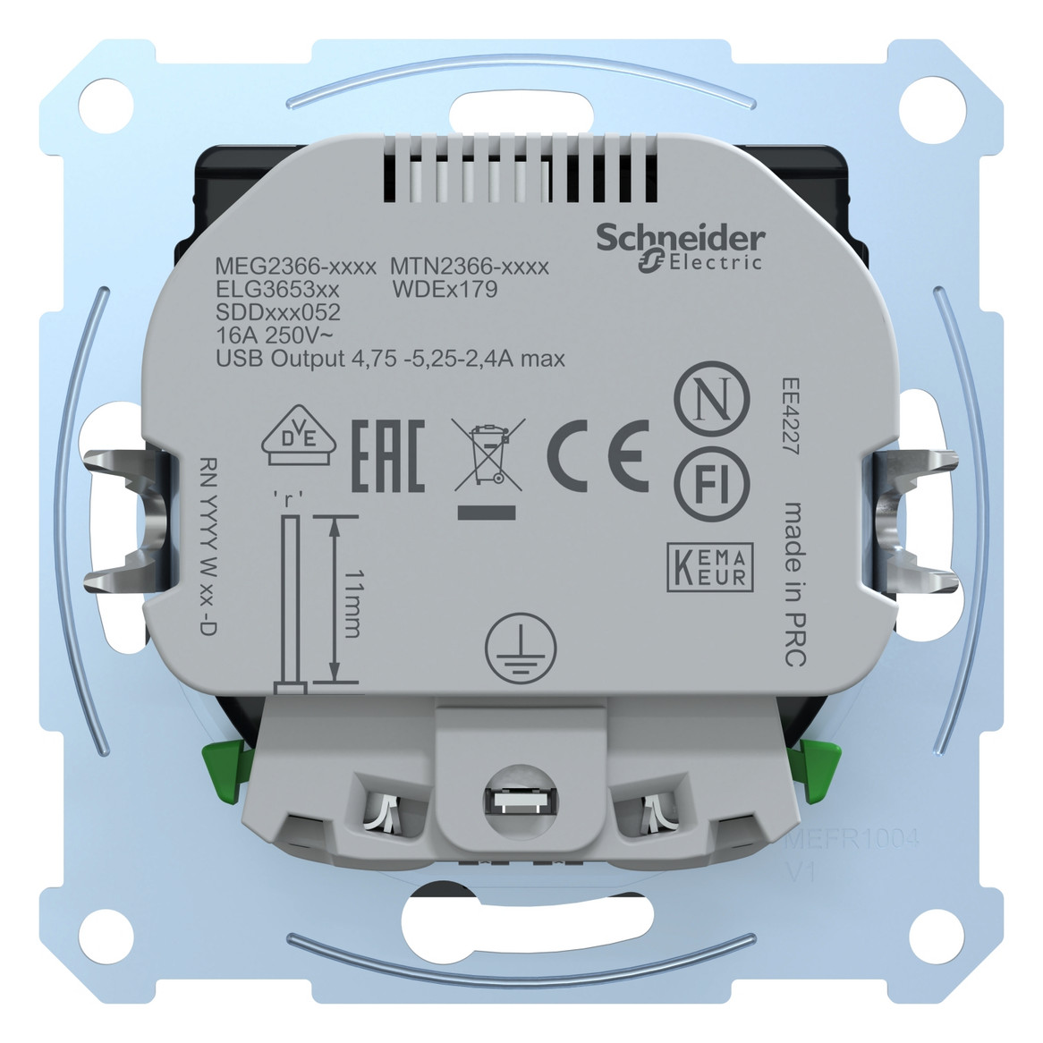 Steckdose 1f anth mt 2USB-A UP m.BS USB IP20 Mit erhöhtem Berührungsschutz