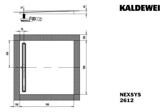 Kaldewei Duschwanne NEXSYS 2612 90x90cm, bodeneben, Secure-Plus, alpinweiß matt