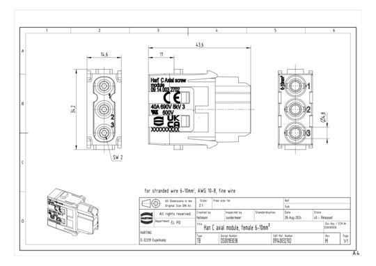 HART Han 3 Mod-F-s 40A 10qmm 09140032702 