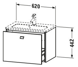 Duravit Waschtisch-Unterschrank Brioso Compact 62 x 38,9 cm, Basalt matt, 1 Auszug, wandhängend