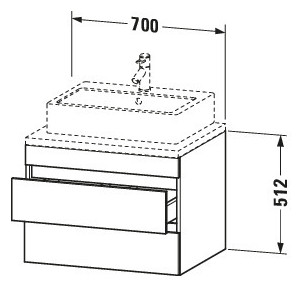Duravit Waschtisch-Unterschrank DuraStyle 70 x 54,8 cm, Eiche natur, für Konsole, 2 Schubkästen