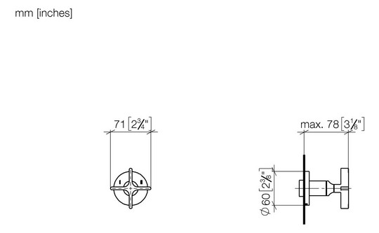 Dornbracht Fertigmontageset VAIA UP-Dreiwege-Umstellung, Drehumstellung, Rosette d= 60mm, platin gebürstet