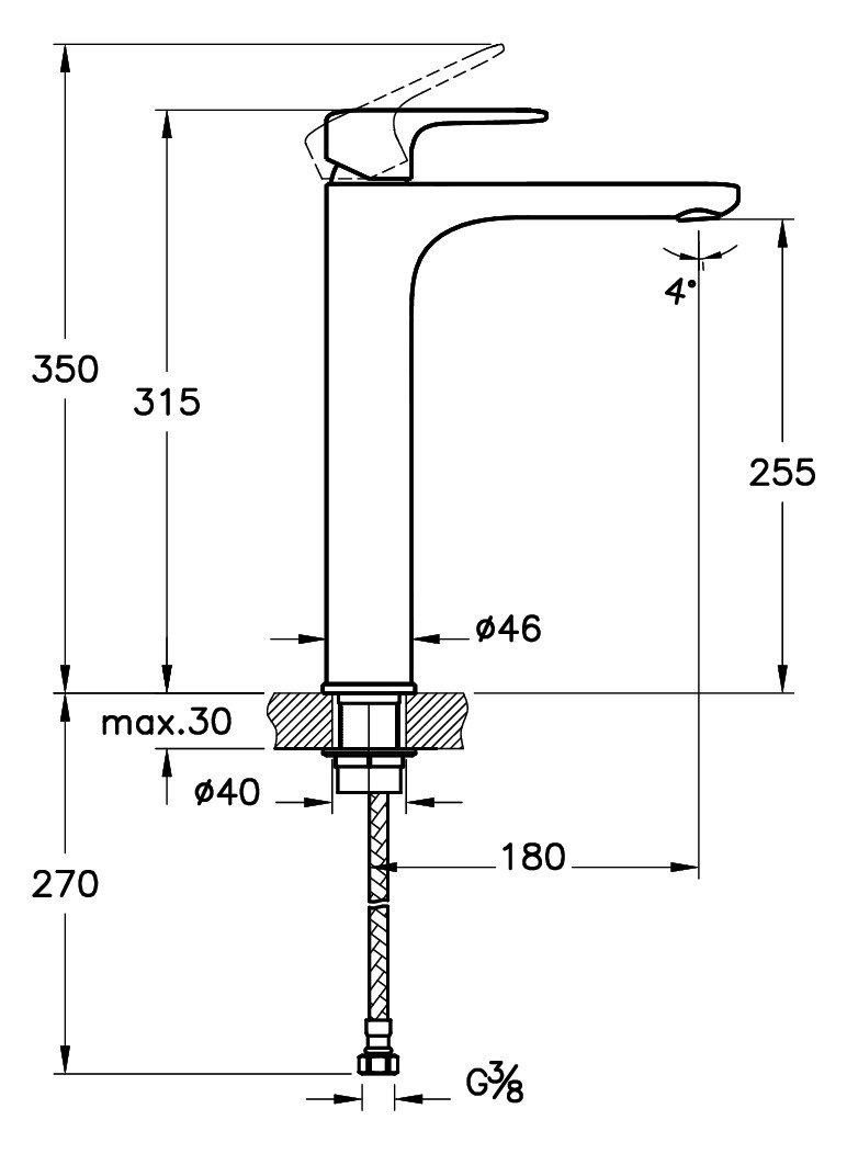 VitrA Bad Waschtisch-Einhebelmischer Root Round Ausladung 180mm, ohne Ablaufgarnitur, für freistehende Aufsatzschalen, Kupfer