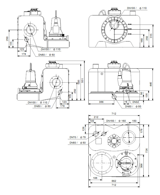 Grundfos Hebeanlage Multilift MOG 12.1.2, 1,2 kW, 1x 230 V