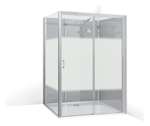 Roth Komplettdusche Vinata Spirit Eck 1560 x 777 x 2160 mm, ESG Rückwände anthrazit, ESG Schiebetür Flowdekor