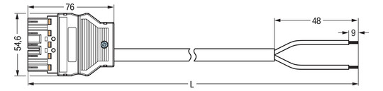 Geräteanschlussleitung 5p H05Z1Z1-F sw 1,5qmm L5000mm 5x1,5qmm Stecker fr.Ende