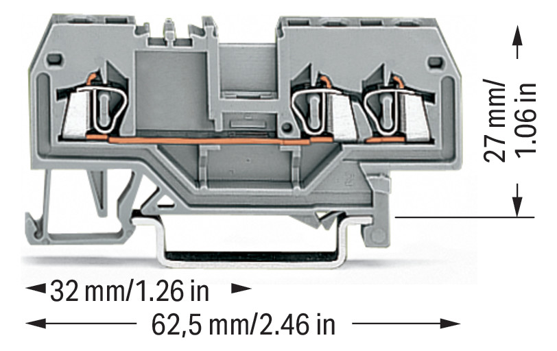 Reihenklemme 0,08-1,5qmm Serie 279 18A 1Etage 3kl gr Hutschiene TH35