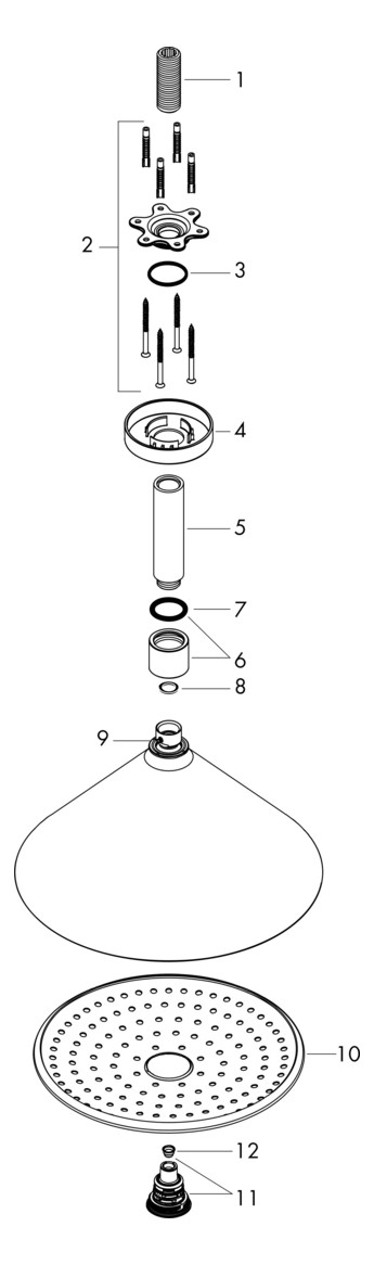 hansgrohe Kopfbrause Axor mit Deckenanschluss, 240mm, 2jet, brushed bronze hansgrohe Kopfbrause Axor mit Deckenanschluss, 240mm, 2jet, brushed bronze