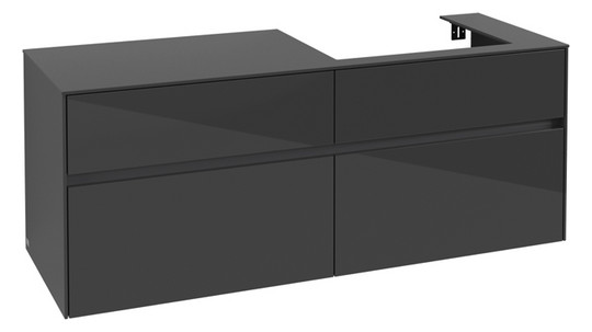 V&B Waschtischunterschrank Collaro 140x54,8x50cm, Waschtisch rechts, glossy grey