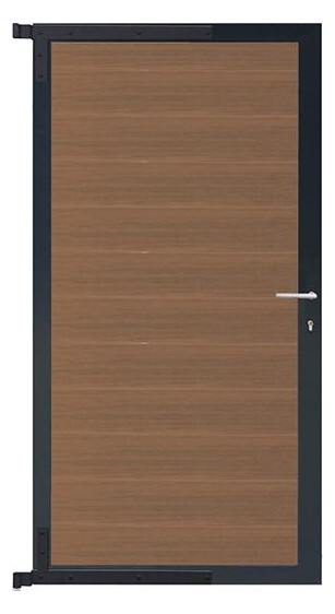 Bild ELSKOP-Tor-Komplettset 90 x 173 cm, Füll ung teak Rahmen anthrazit - n.a.-0