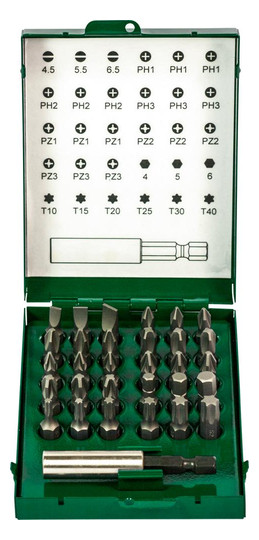 fortis-Bit-Sortiment - 31-teilig, Schlitz, PH, PZ, Torx,...