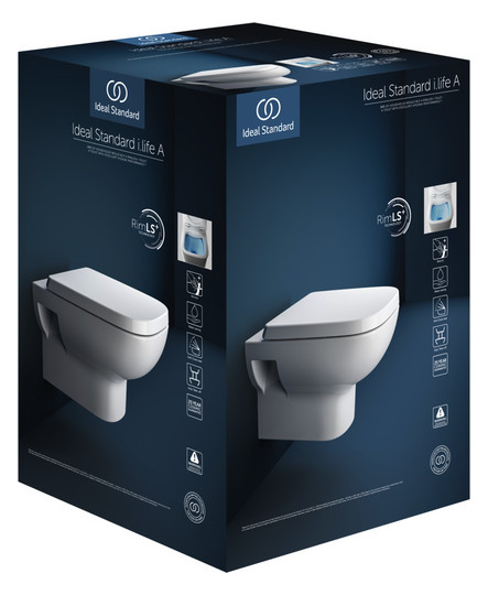 Ideal-Standard Wandtiefspül-WC-Paket i.life A ohne Spülrand, 36x54,5x33,5cm, weiß