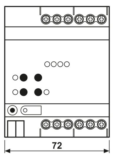 Dimmaktor KNX 0-225W REG 4TE 4Ausg Vor Ort-/Handbedienung