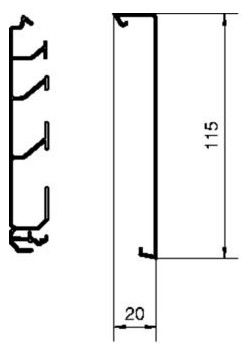 Sockelleistenkanal UT H115mm Kst 2trennw sw