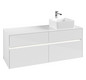 V&B Waschtischunterschrank Collaro 140x54,8x50cm, Waschtisch rechts, LED-Beleuchtung 10,4W, glossy white