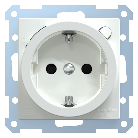 Fi-Steckdose 1f akws glz System M UP m.BS IP20 aktivweiß