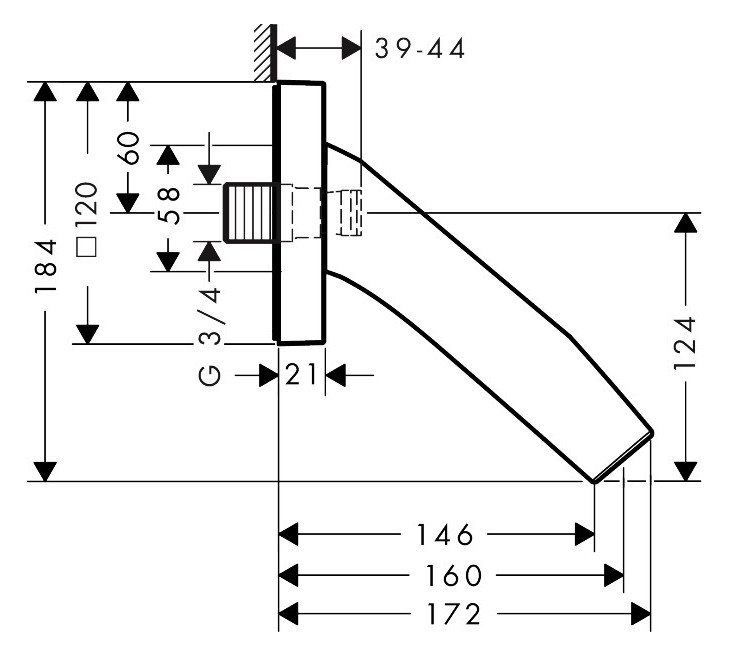 hansgrohe Wanneneinlauf Axor Starck Organic Ausladung 160mm, brushed red gold