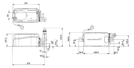 Grundfos Kleinhebeanlage Sololift2 D-2 280 W, 1,3 A, 220-240 V