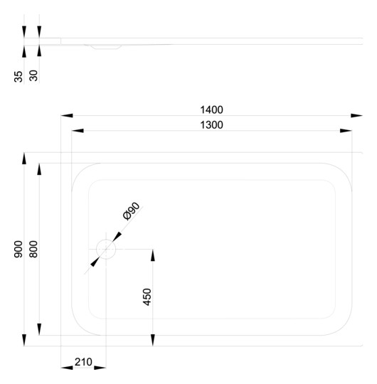 Duschwanne BetteUltra 5834 140x90x3,5cm, anthracite