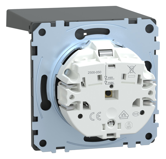 Steckdose 1f anth glz System Design UP m.BS Mit erhöhtem Berührungsschutz IP44