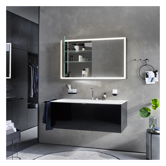 EMCO Aufputz-Lichtspiegelschrank prime 1200x700mm, mit Lichtpaket, 2-türig, aluminium/spiegel
