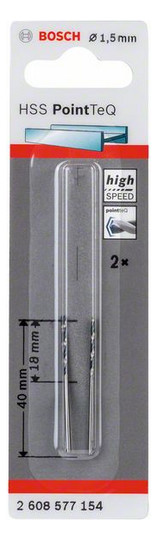 Metallbohrer Ø1,5mm zyl.Steckachse Edst f.Edelstahl f.Stahl