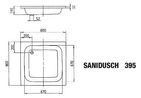 Kaldewei Duschwanne SANIDUSCH 395 80x80x14cm, weiß