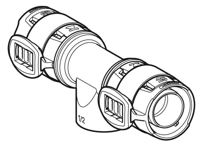 Geberit T-Stück FlowFit 16 mm x Rp 1/2 x 16 mm, mit Innengewinde, Rotguss