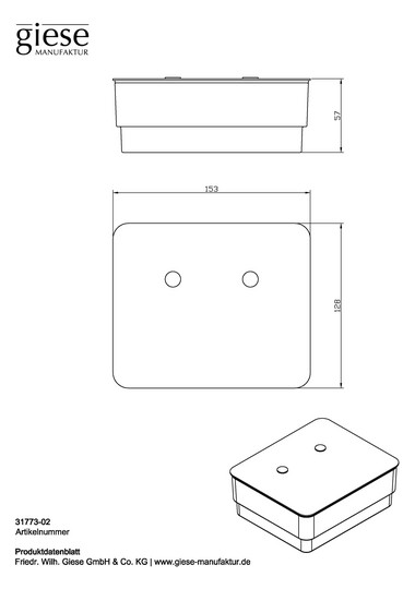 Giese Papierhalter Uno Box Feuchtpapier, Kristallglas satiniert, 128x153x57mm, verchromt
