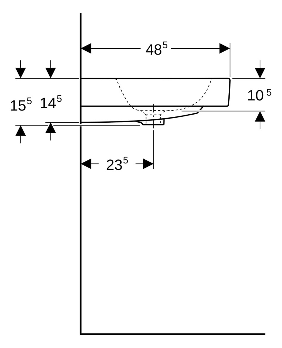 Geberit Waschtisch iCon 75 x 48,5 cm, weiß KeraTect, mit Hahnloch, mit Überlauf