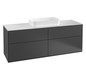 V&B Waschtisch-Unterschrank Finion 160x60,3x50,1cm, Glass Black Matt, White matt lacquer