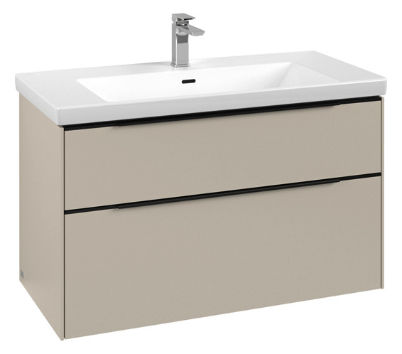 V&B Waschtisch-Unterschrank Subway 3.0 97,3x57,6x47,8cm, mit LED/Griff Volcano black, cashmere grey