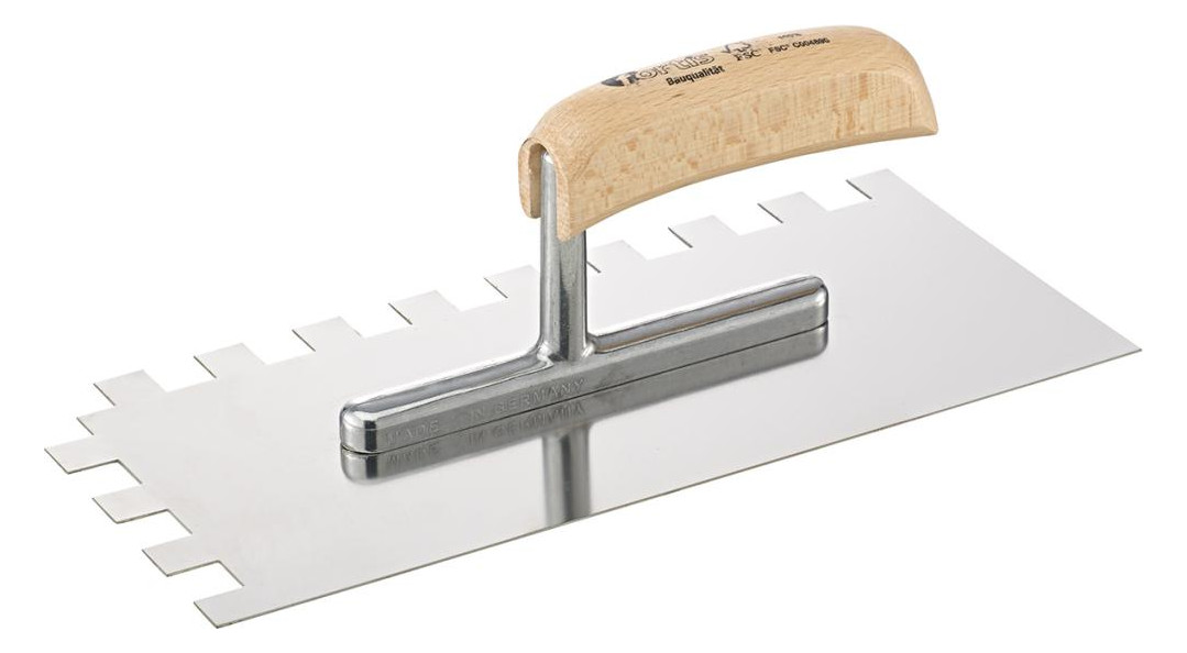 Bild Glättekelle 280x130mm gezahnt 15x15mm ro stfrei FORTIS Bau-0