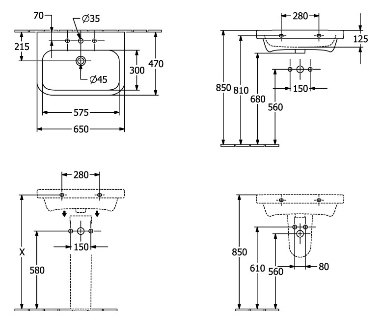 V&B Ablaufhaube OMNIA Architectura weiß, für Waschtisch