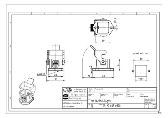 HART Anbaugehäuse 22x22mm    09200030320 
