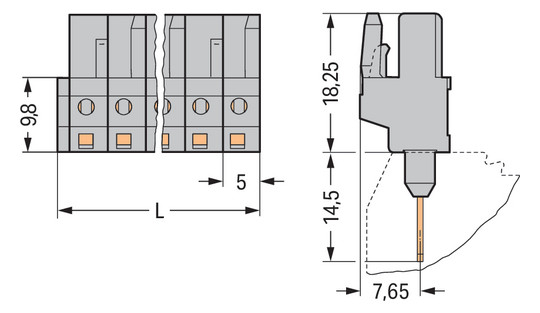 Platinenstecker Stift 3p Serie 232 gr 1re 5mm Zinn Löt frei