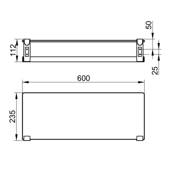 KEUCO Handtuchablage Plan 600mm, ESG-Glas, verchromt